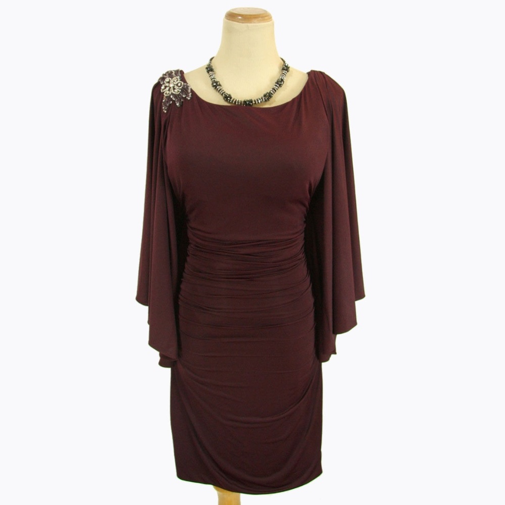 NWT Jovani Floral Ruched Long Sleeve Short Mini